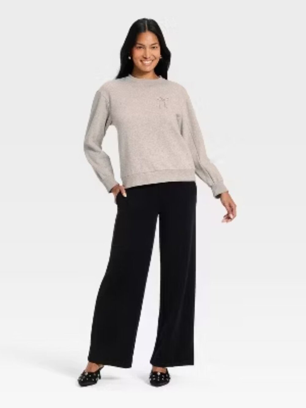 A New Day Women's Bow Embellished Sweatshirt (M) - NWT - Picture 3 of 5